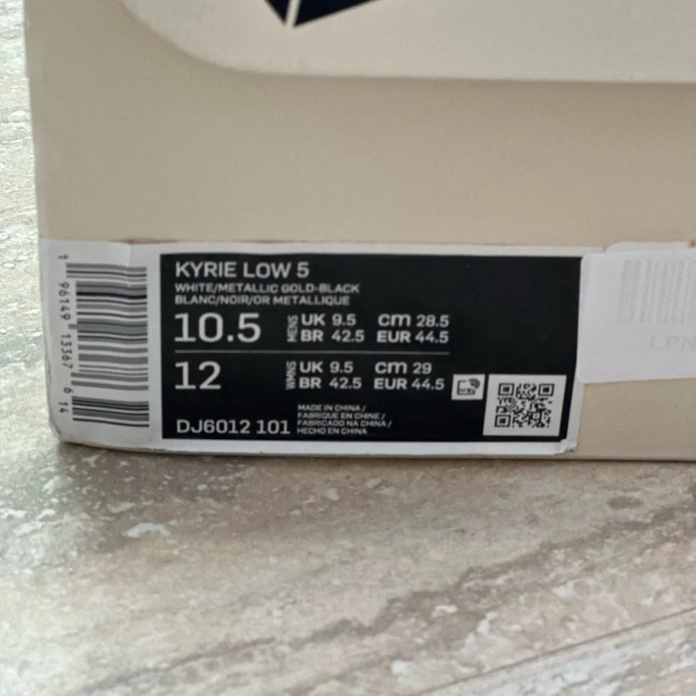 Nike Kyrie Low 5 Black and White Basketball Shoes with Gold Detail
